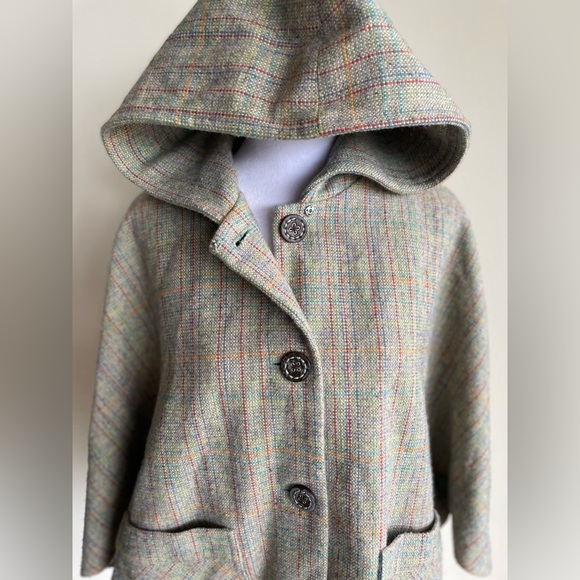 PAUL & JOE for TARGET TWEED, PLAID CAPE STYLE BUTTON FRONT PONCHO W HOOD, SZ S/M - Picture 14 of 17